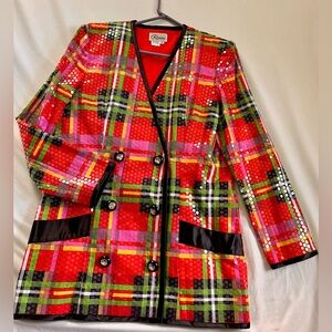 Rimini vintage Red & pink Plaid Sequin Blazer